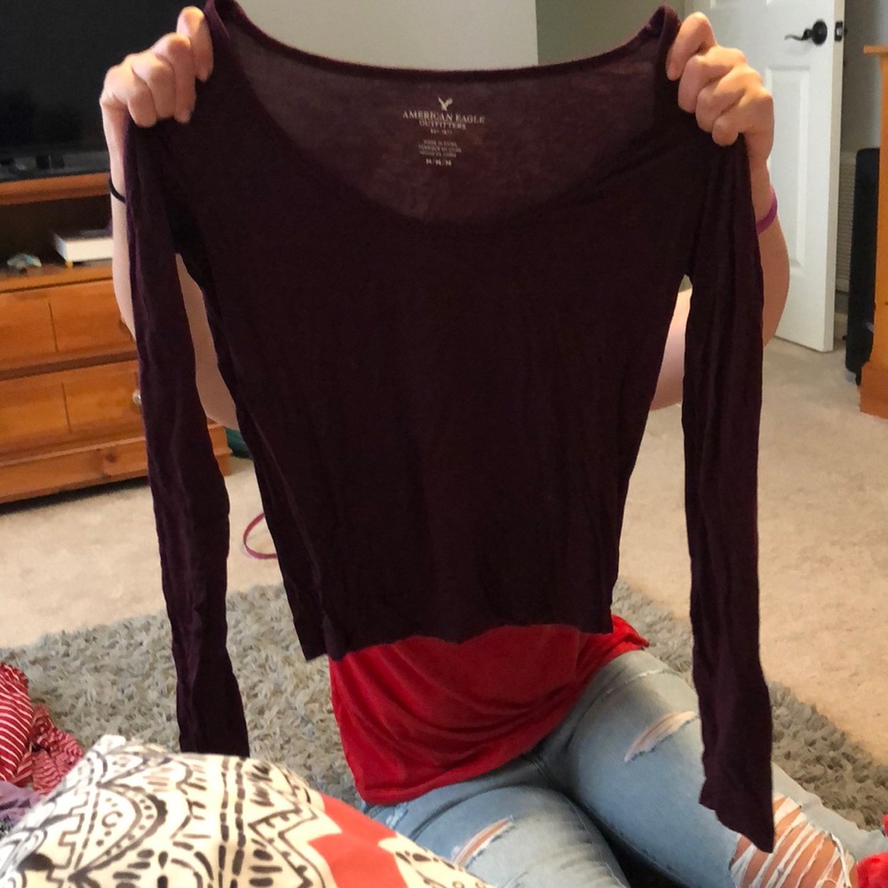 Long sleeve. Maroon shirt